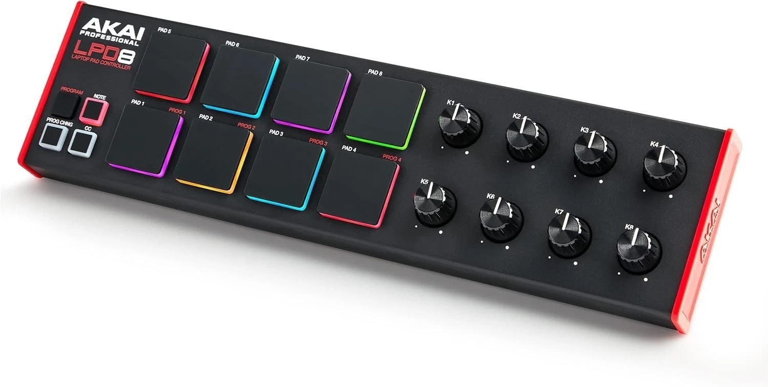 Portable USB MIDI Controller with RGB Pads & Adjustable Knobs for Music Produ...
