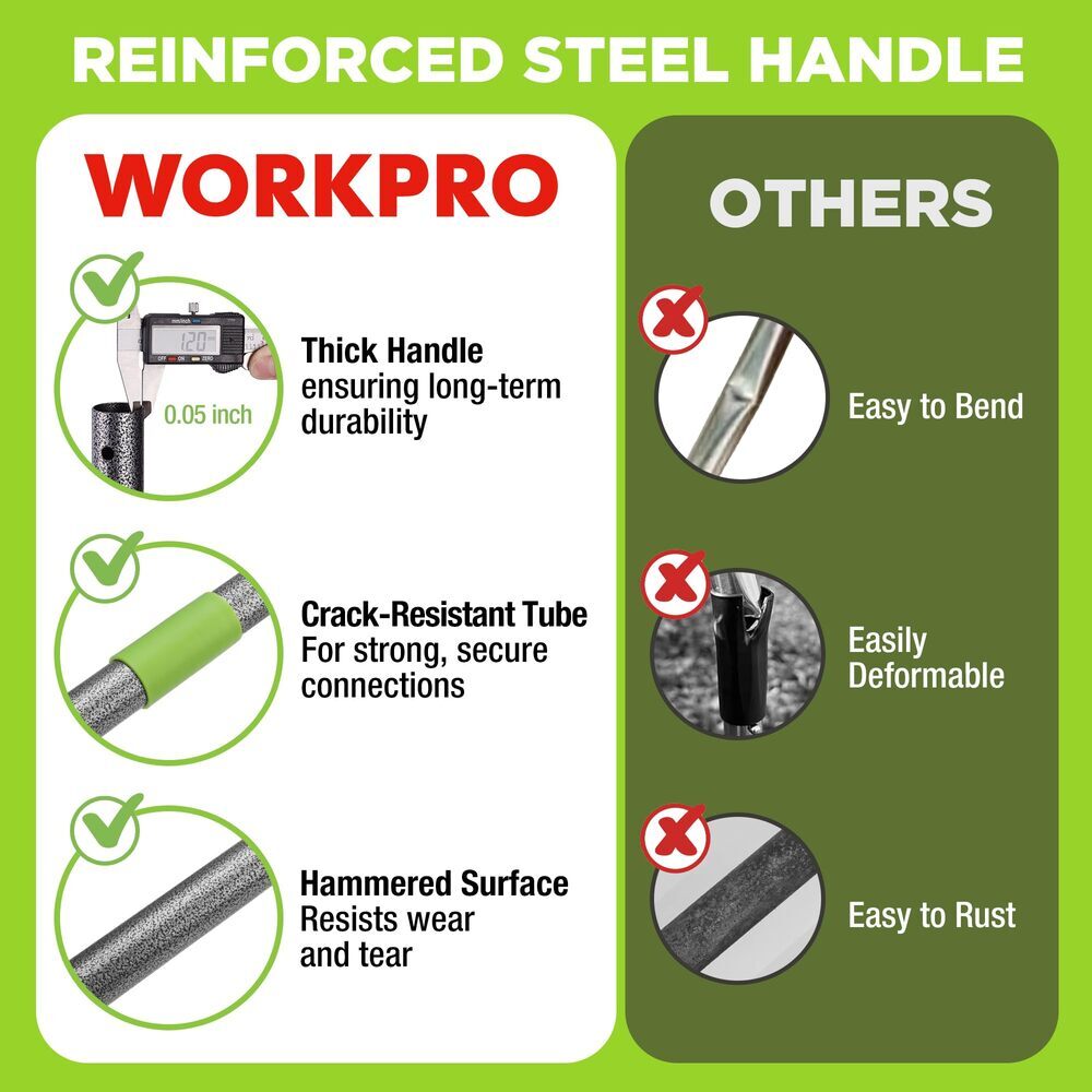 WORKPRO Heavy Duty Lawn Leveling Rake 6FT Adjustable Handle 30"x10" Ground Plate