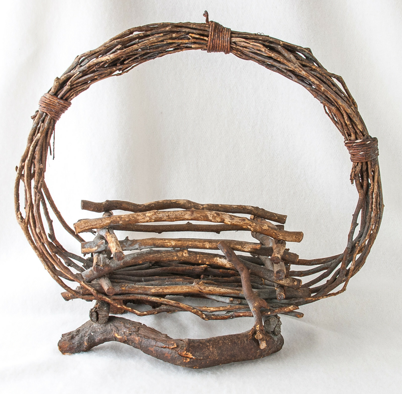 Basket Hand Made Rustic 11" X 12" Willow Basket No Varnish/Paint