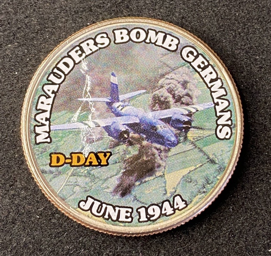 Colorized Kennedy Half Dollar D-Day Marauders Bomb Germans Free Shipping