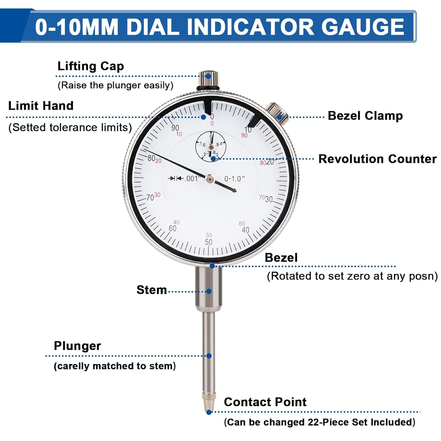 Magnetic Base with Dial Indicator & Point Precision Inspection Set Measuring Kit