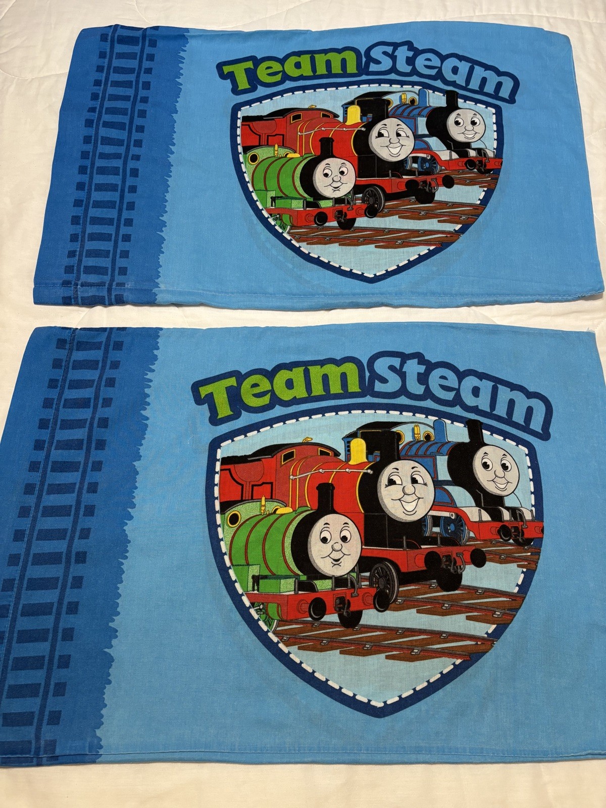 Thomas the Tank Engine Set of 2 Pillowcases Team Steam Double-sided EUC