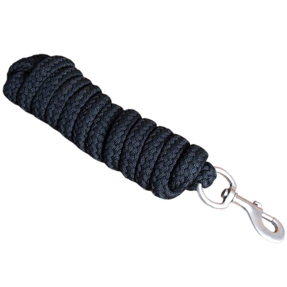 92BH Hilason Horse Riding Poly Lead Rope W/ Trigger Snap Black 1/4" X 9 Ft.