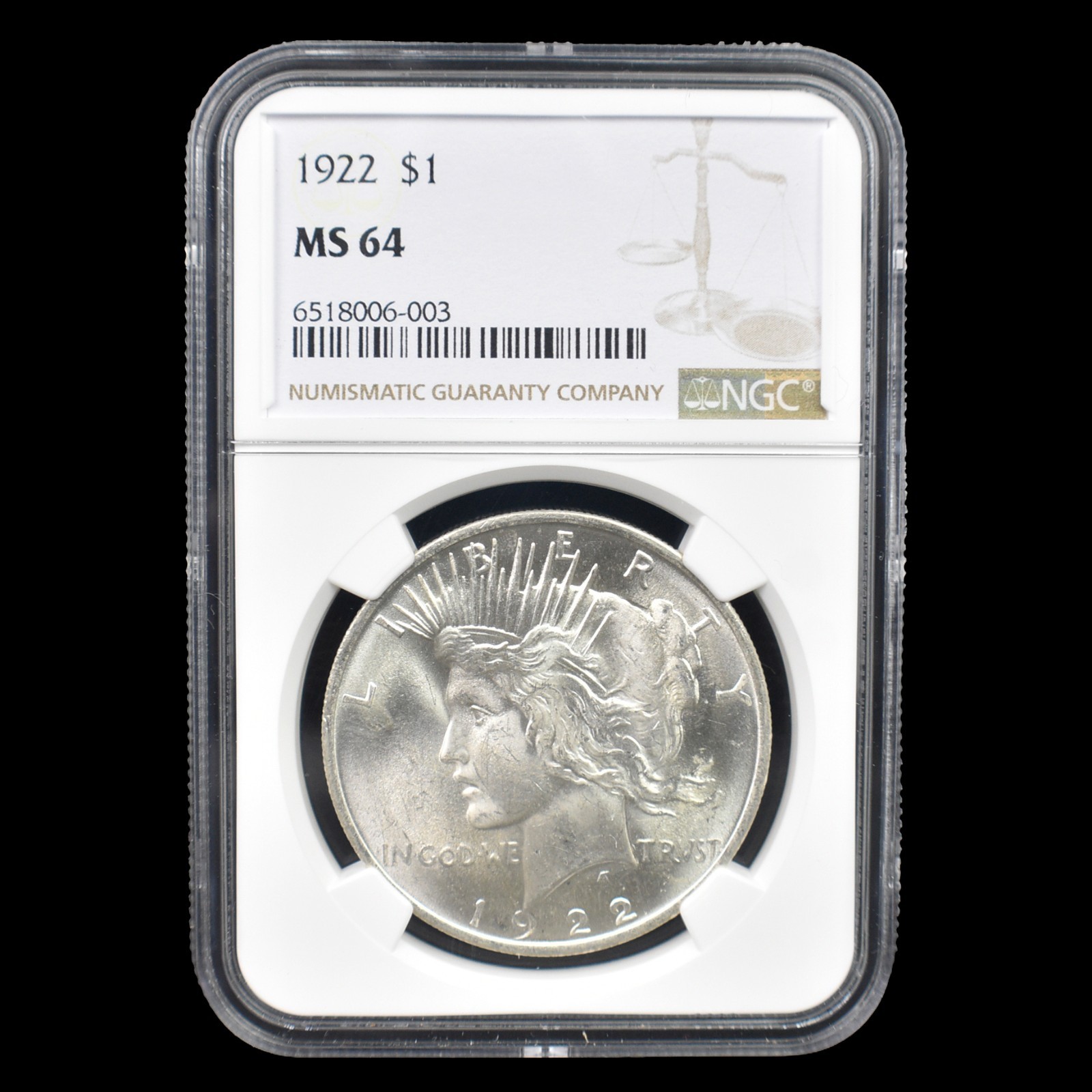 1922 Peace Dollar Silver NGC MS64