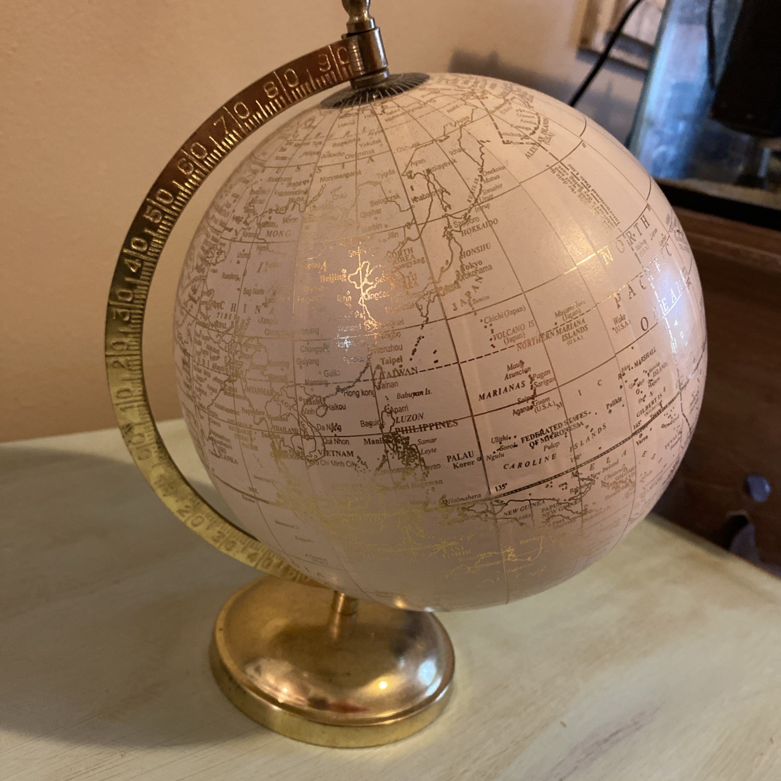 Gold 11” World Globe with Stand