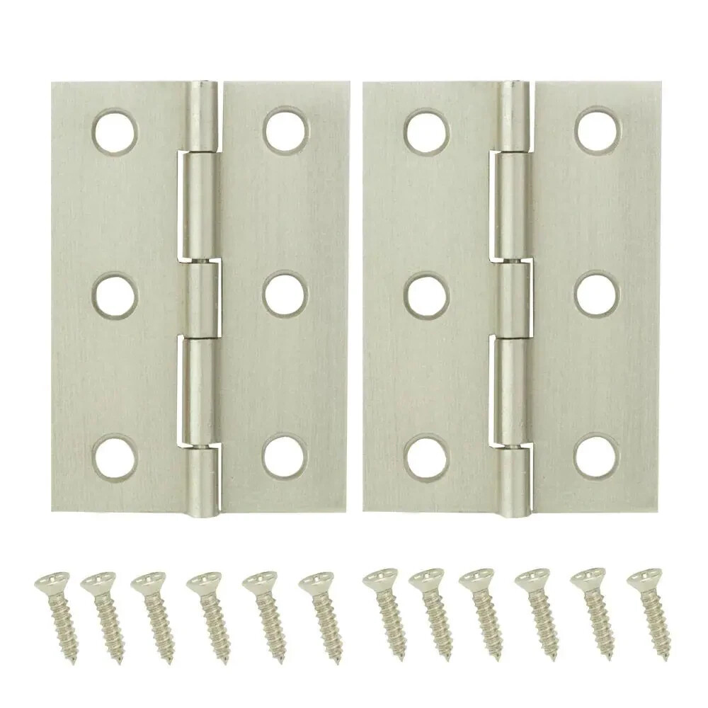 6PCS Everbilt 2-1/2 in. x 1-9/16 in. Satin Nickel Cabinet Middle Hinges 19794