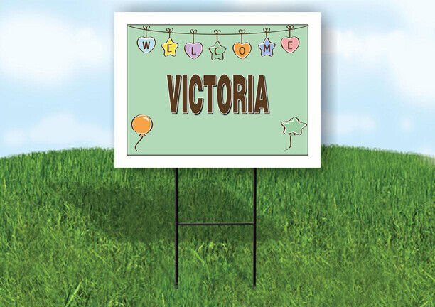 VICTORIA WELCOME BABY GREEN  18 in x 24 in Yard Sign Road Sign with Stand