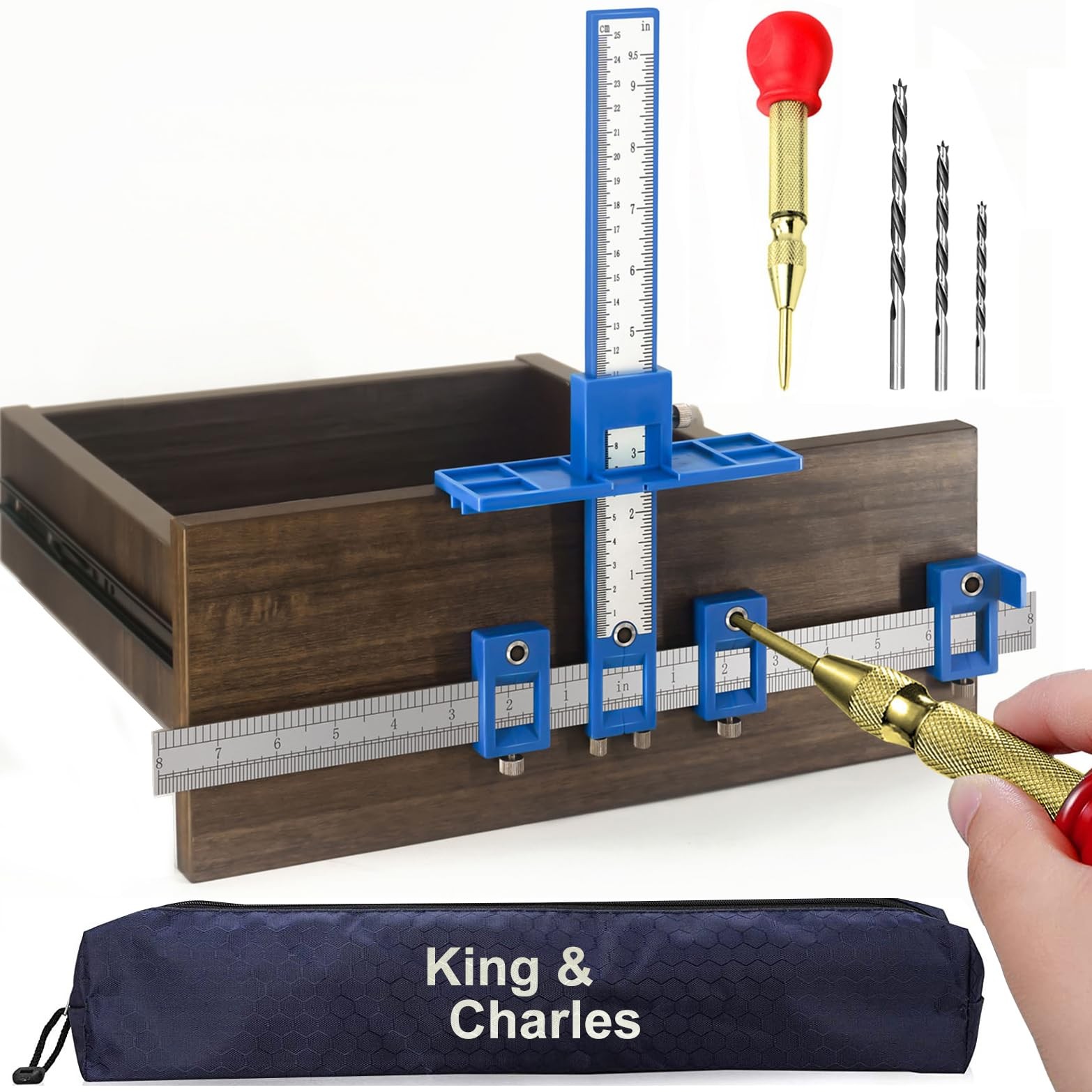 Cabinet Hardware Jig, Cabinet Handle Jig + Automatic Hole Punch + Point Drill...