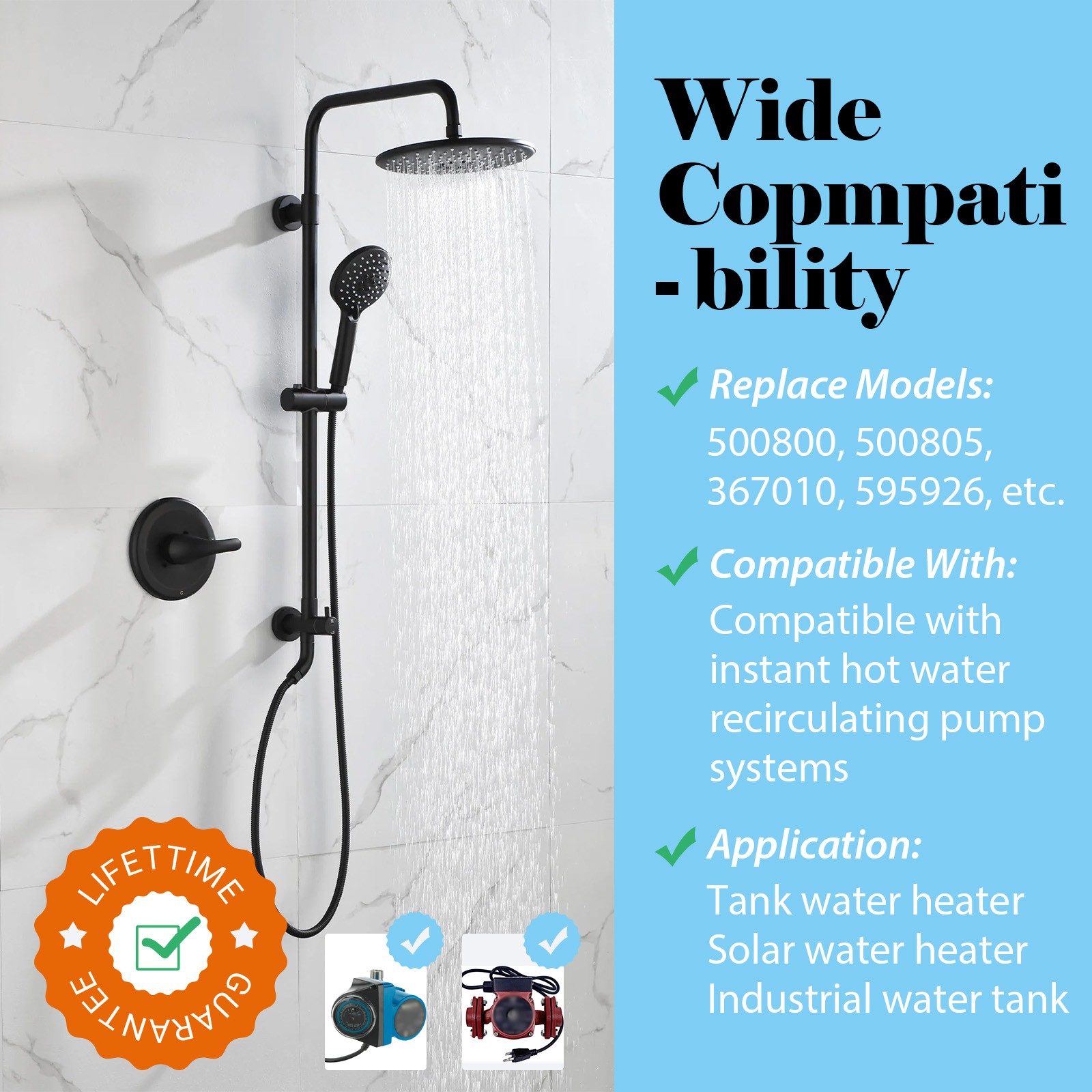Adjustable Temperature Bypass Sensor Valve Kit for Instant Hot Water Recirculati