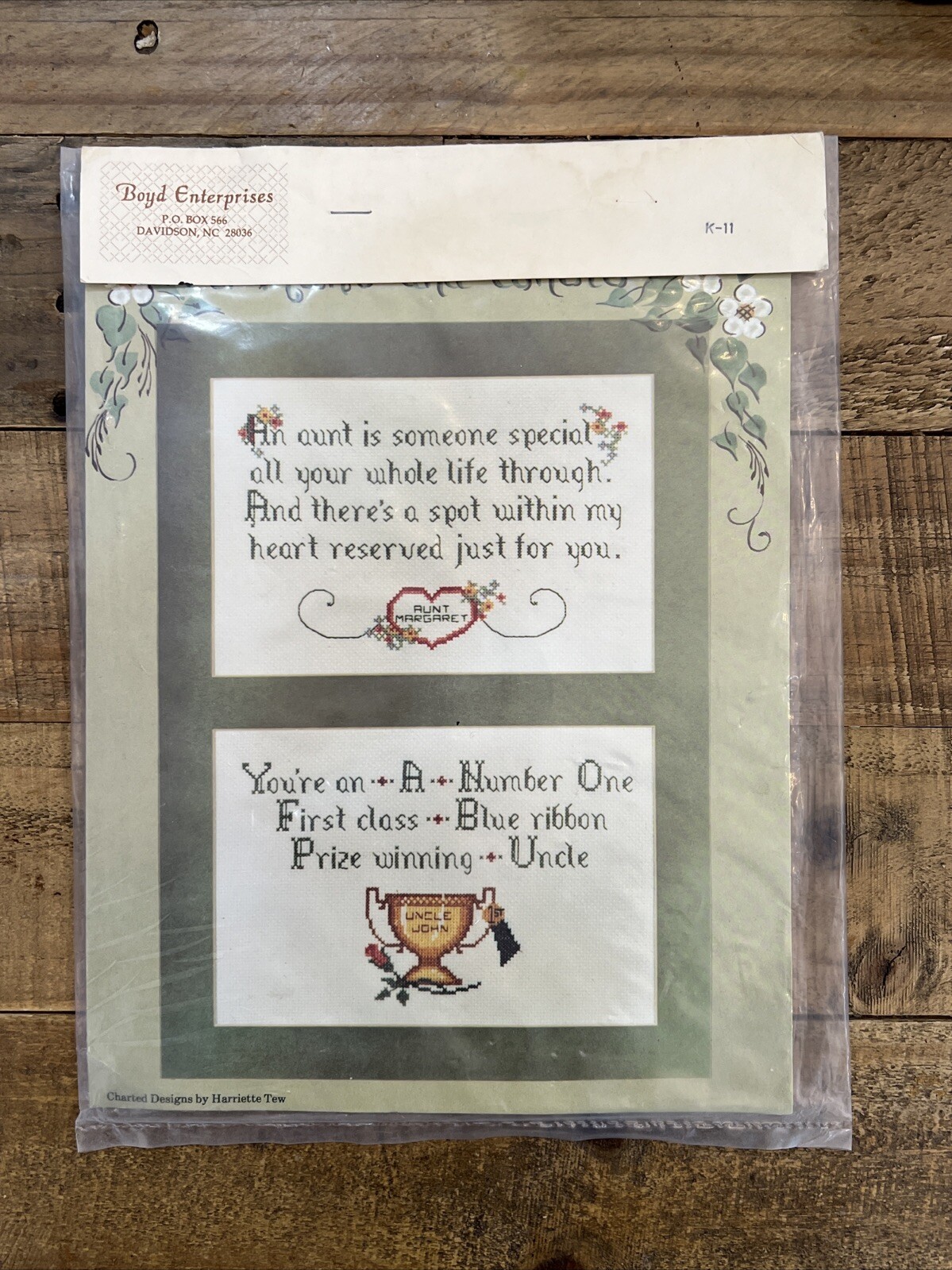 FOR AUNT & UNCLE 2 Designs Cross Stitch Leaflet #11 Hutspot House Harriette Tew
