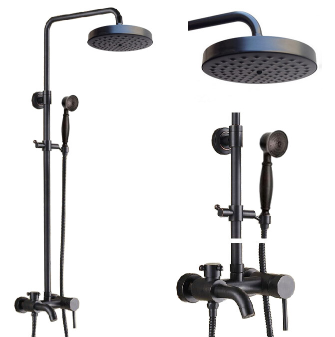 Oil Rubbed Brass Bathroom Hand Rainfall Shower Faucet Set Tub Mixer Tap 2rs345