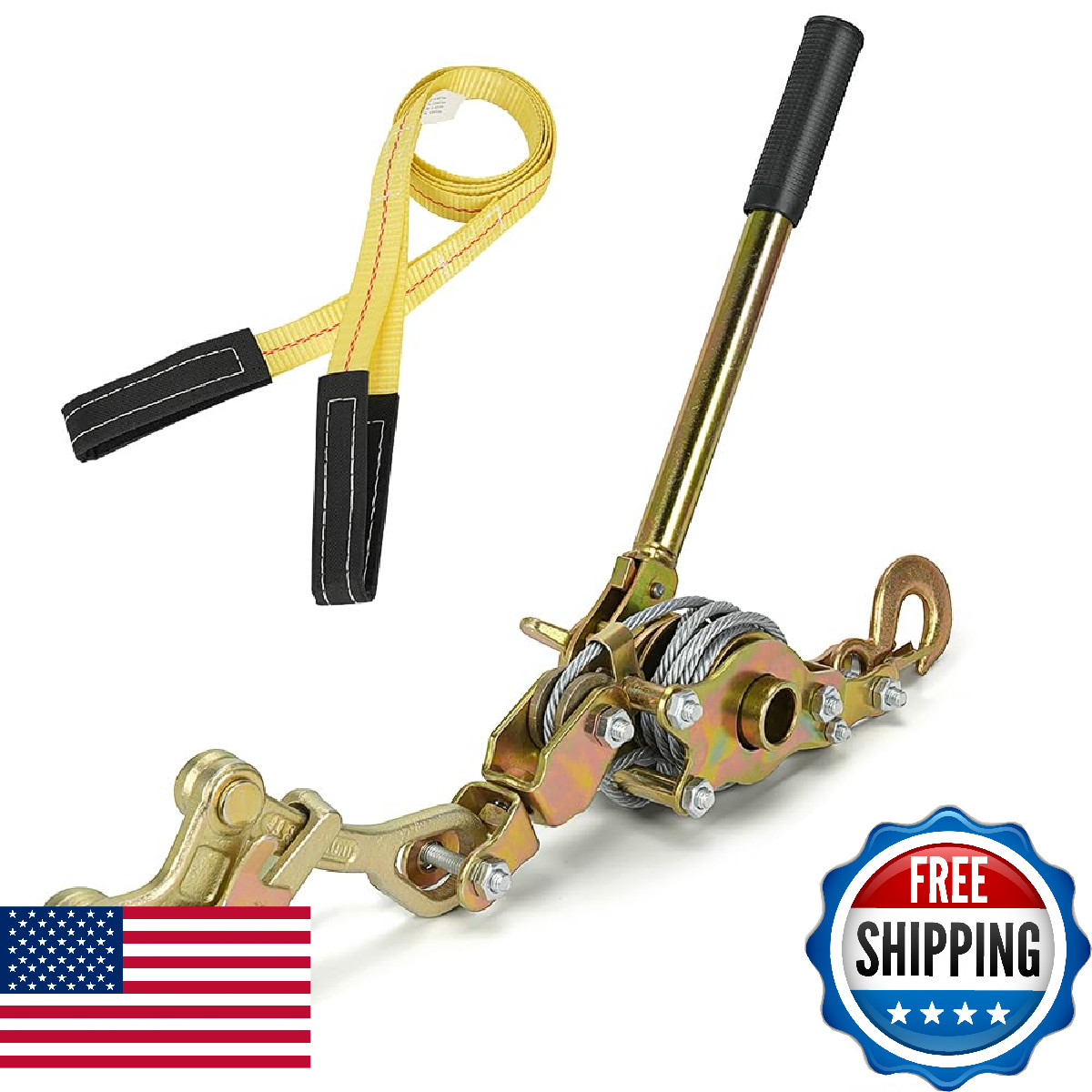 Fologtoo Zipline Tensioning Kit Cable Winch Cable Grip Steel Wire 2 Hooks