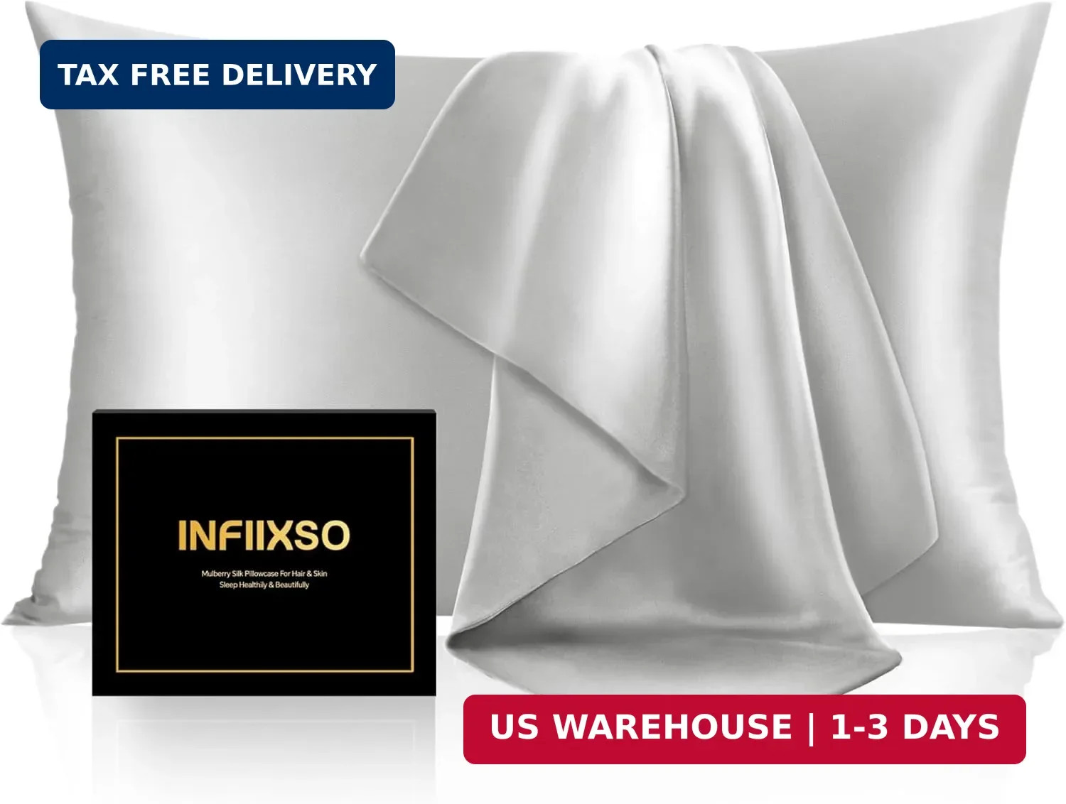 Mulberry Silk Pillowcase for Hair and Skin, Silk Pillow Cases Standard