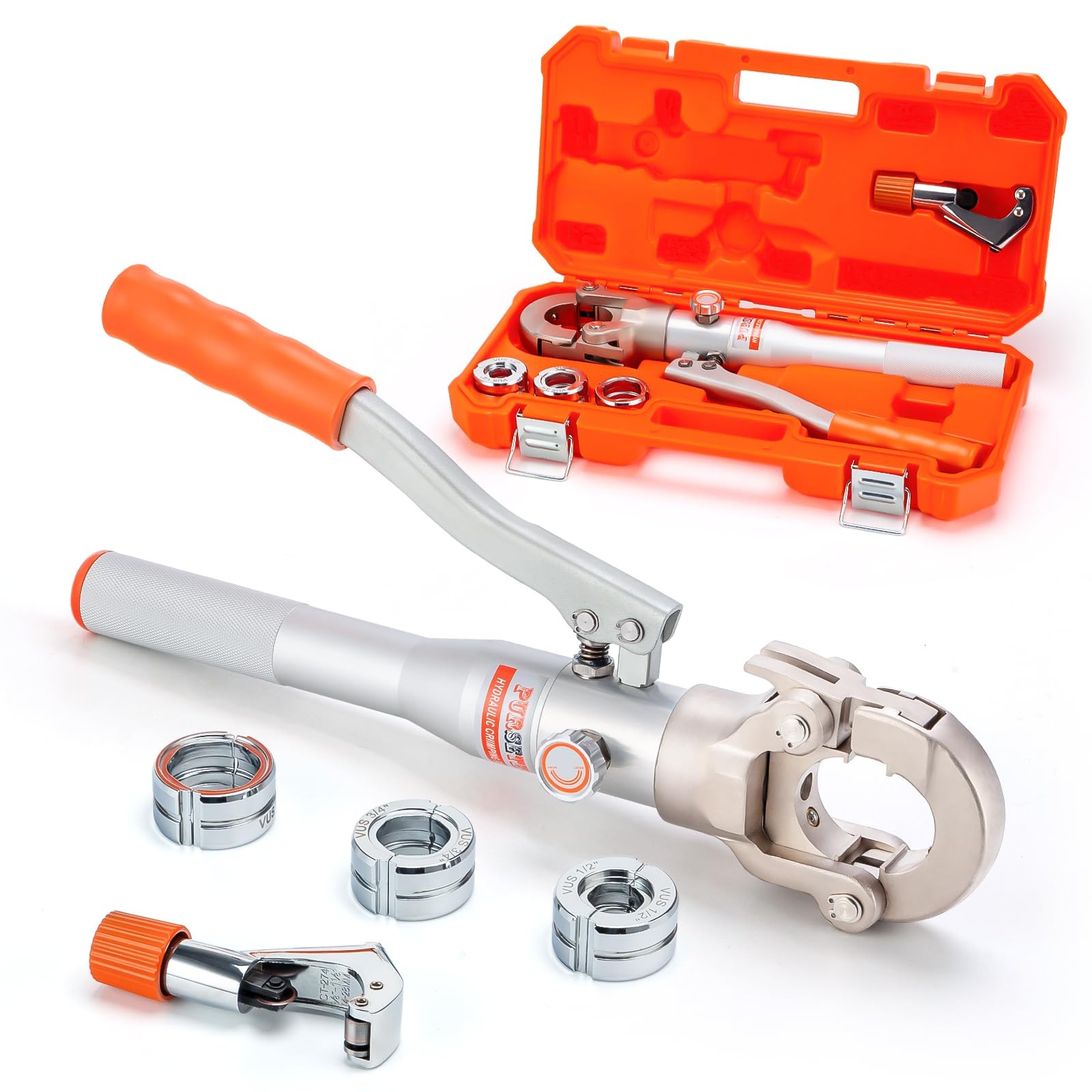 Copper Tube Fittings Hydraulic Pipe Crimping Tools with 1/2",3/4" and 1" Jaw ...