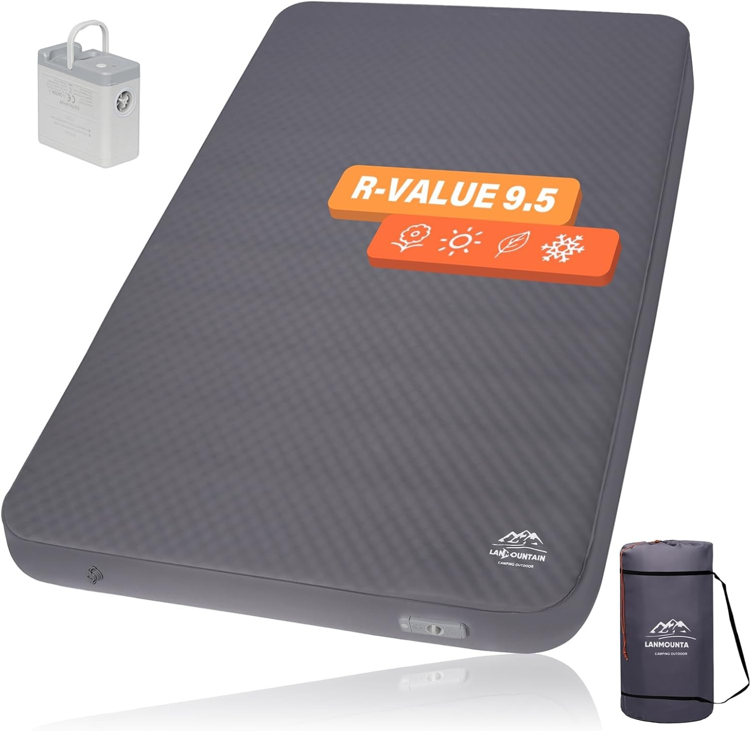 Self Inflating Sleeping Pad,Double Camping Mattress w/Detachable Electric Pump,4