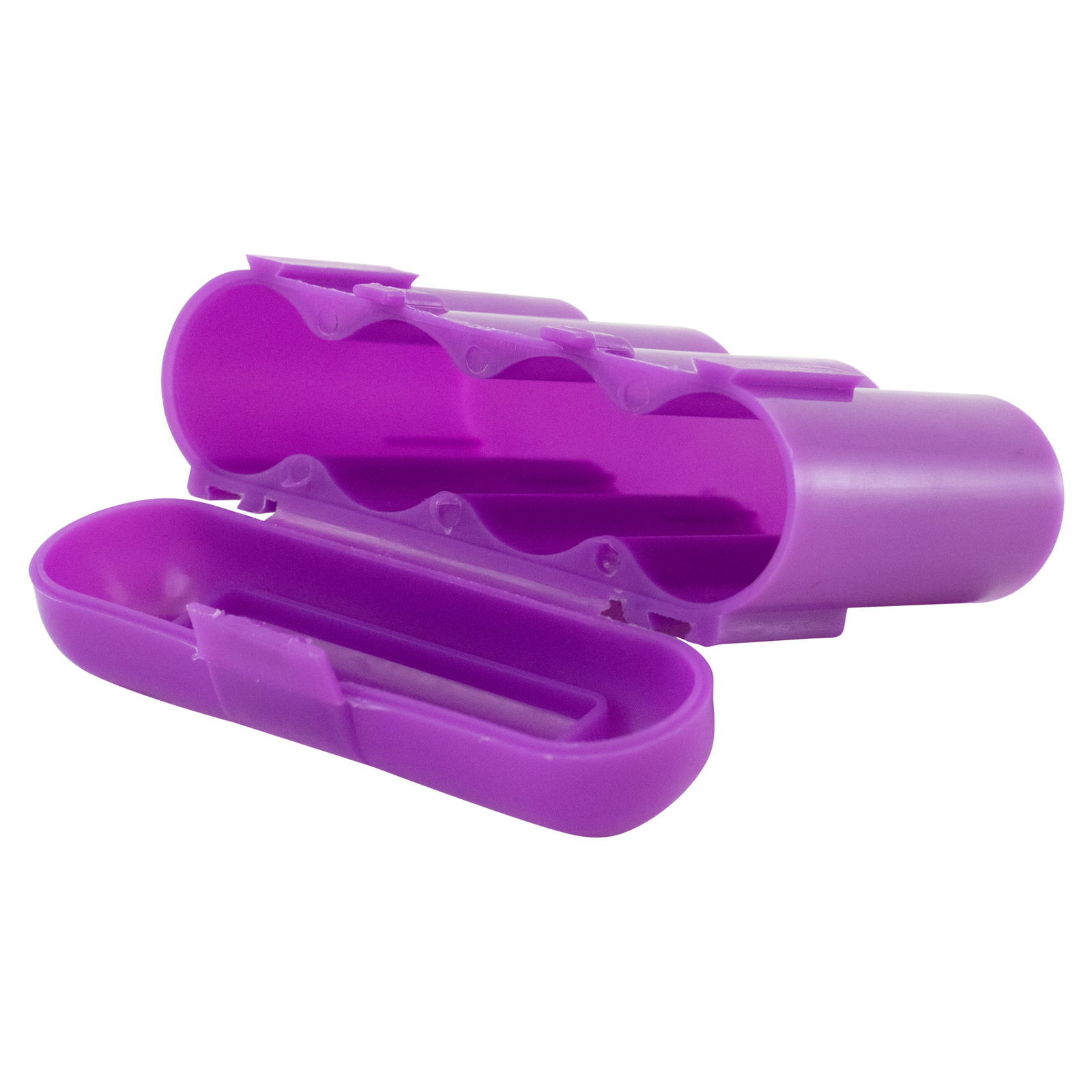 Two (2) EBC Battery AA AAA Purple Plastic Battery Storage Case Holder Box