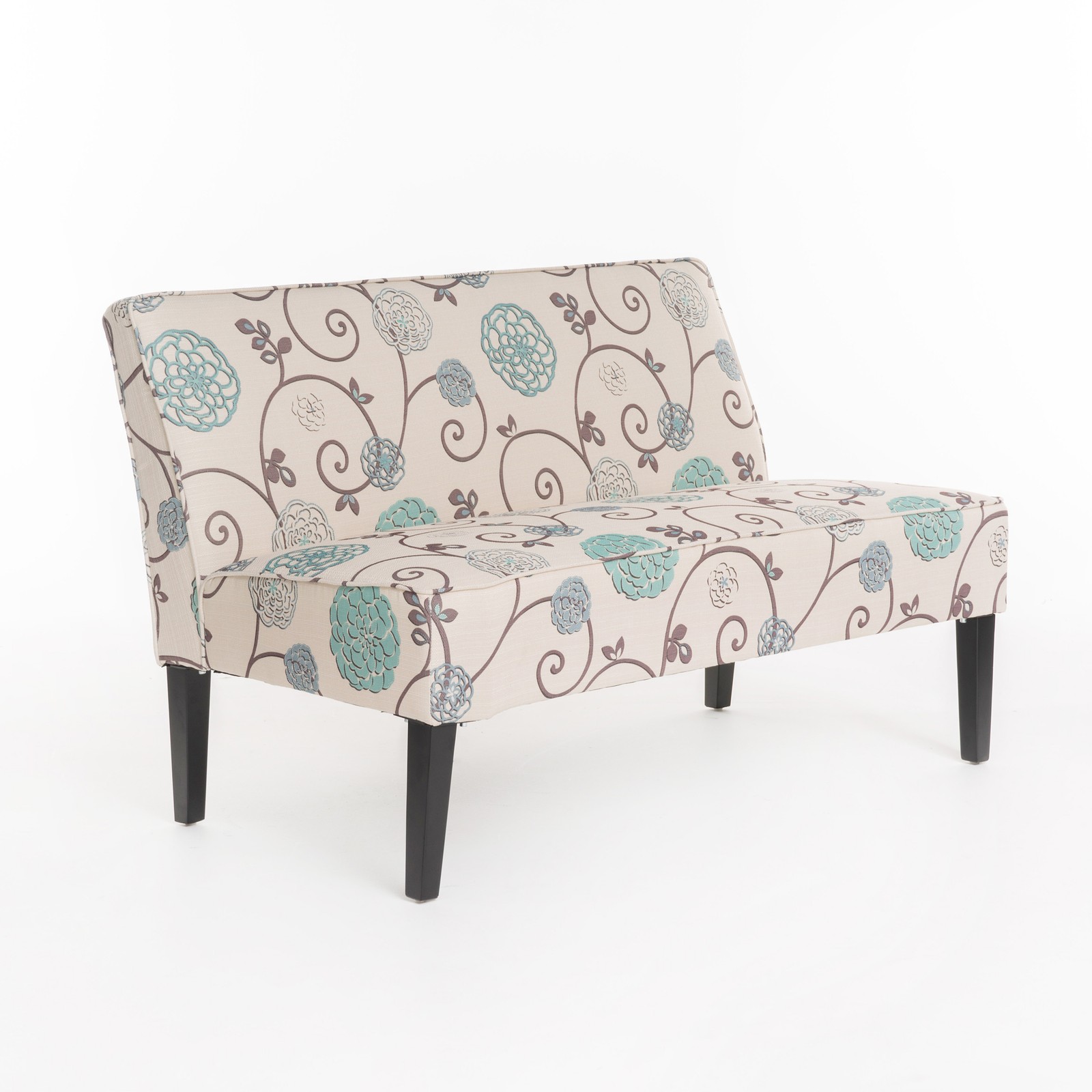 50'' Upholstered Loveseat|White and Blue