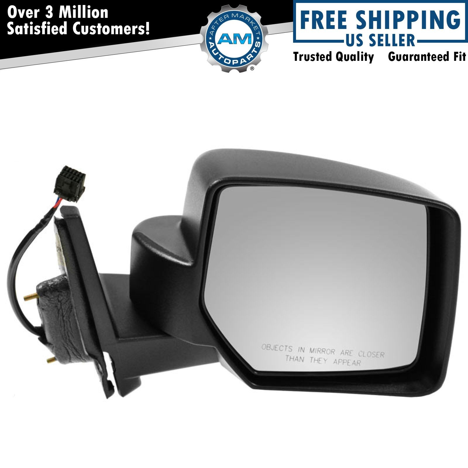Side View Mirror Power Textured Black Passenger Right RH for 07-09 Jeep Patriot