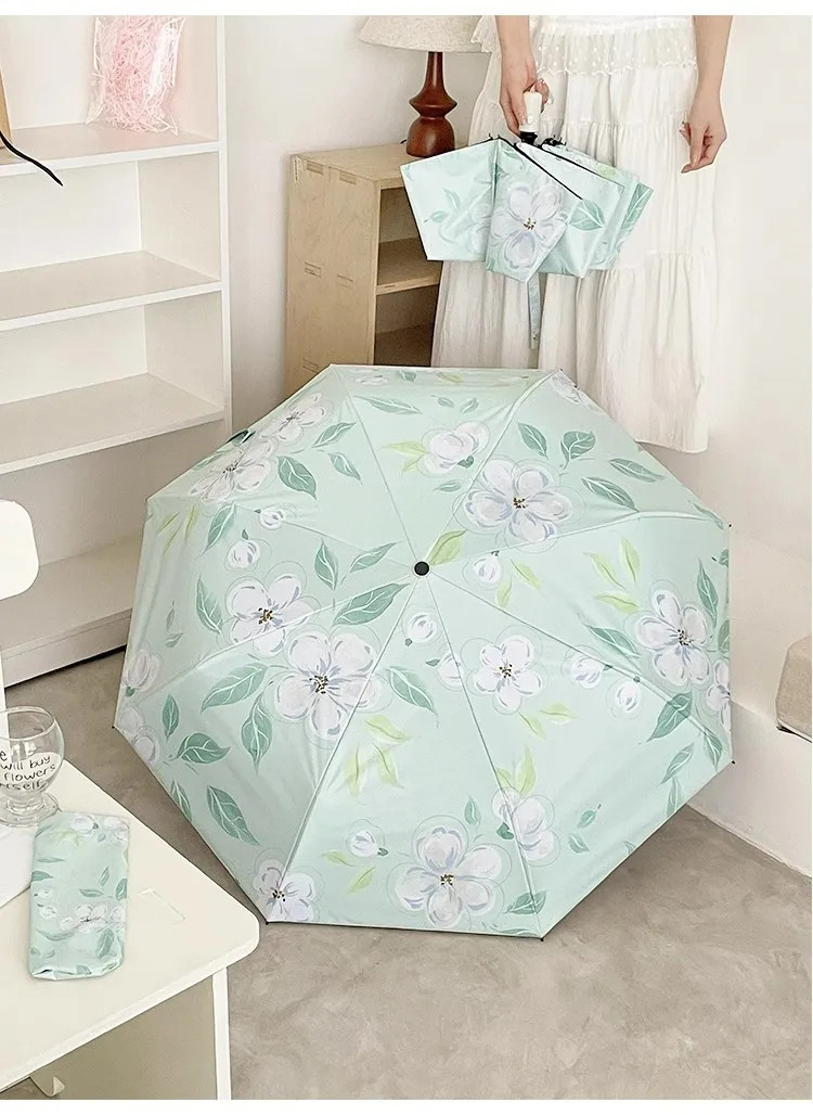 Chinese style small fresh floral umbrella women's high-end feeling sun and rain