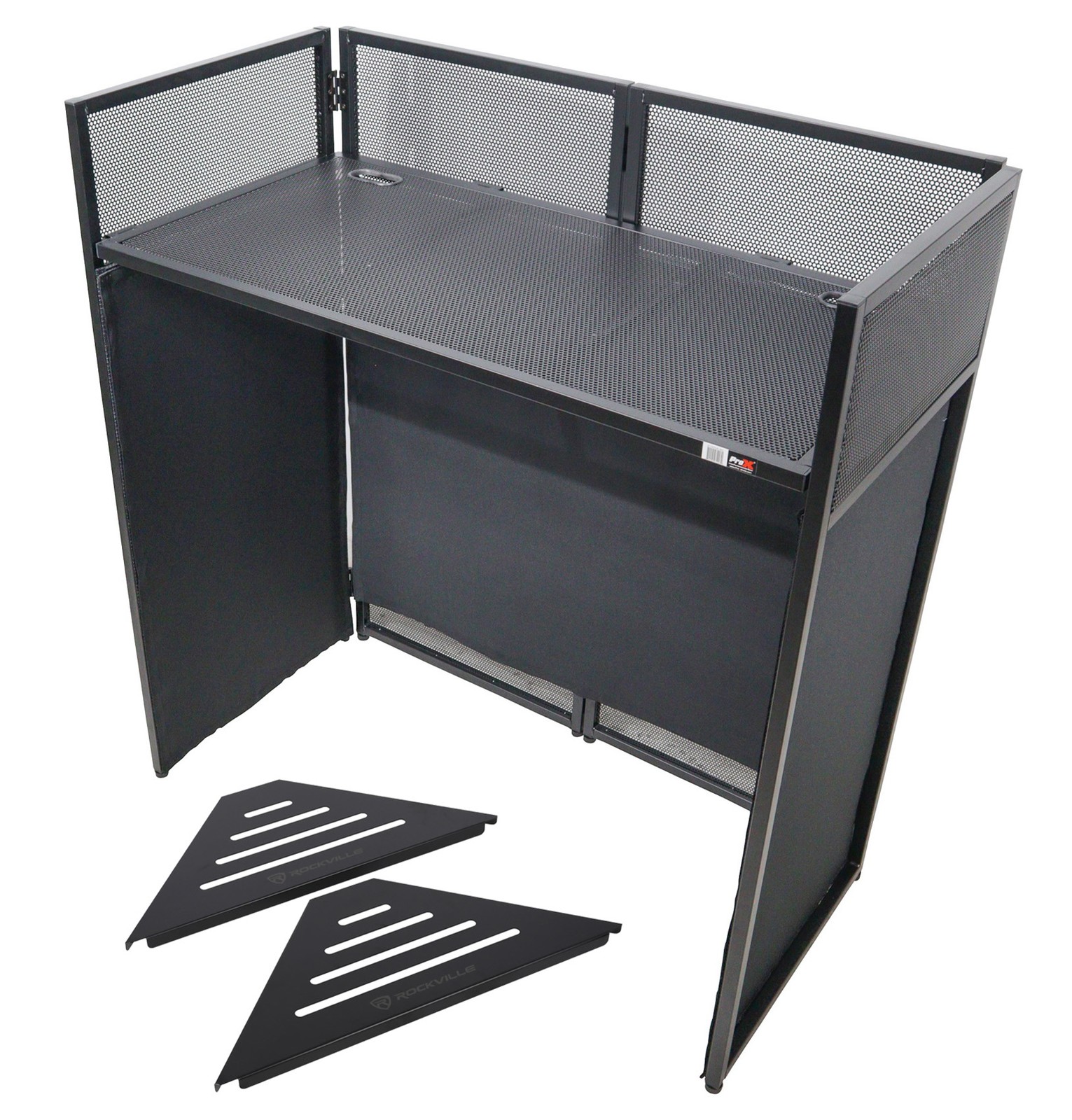 ProX XF-VISTA BL MK2 DJ Facade Table White & Black Scrims+Padded Bag+(2) Shelves