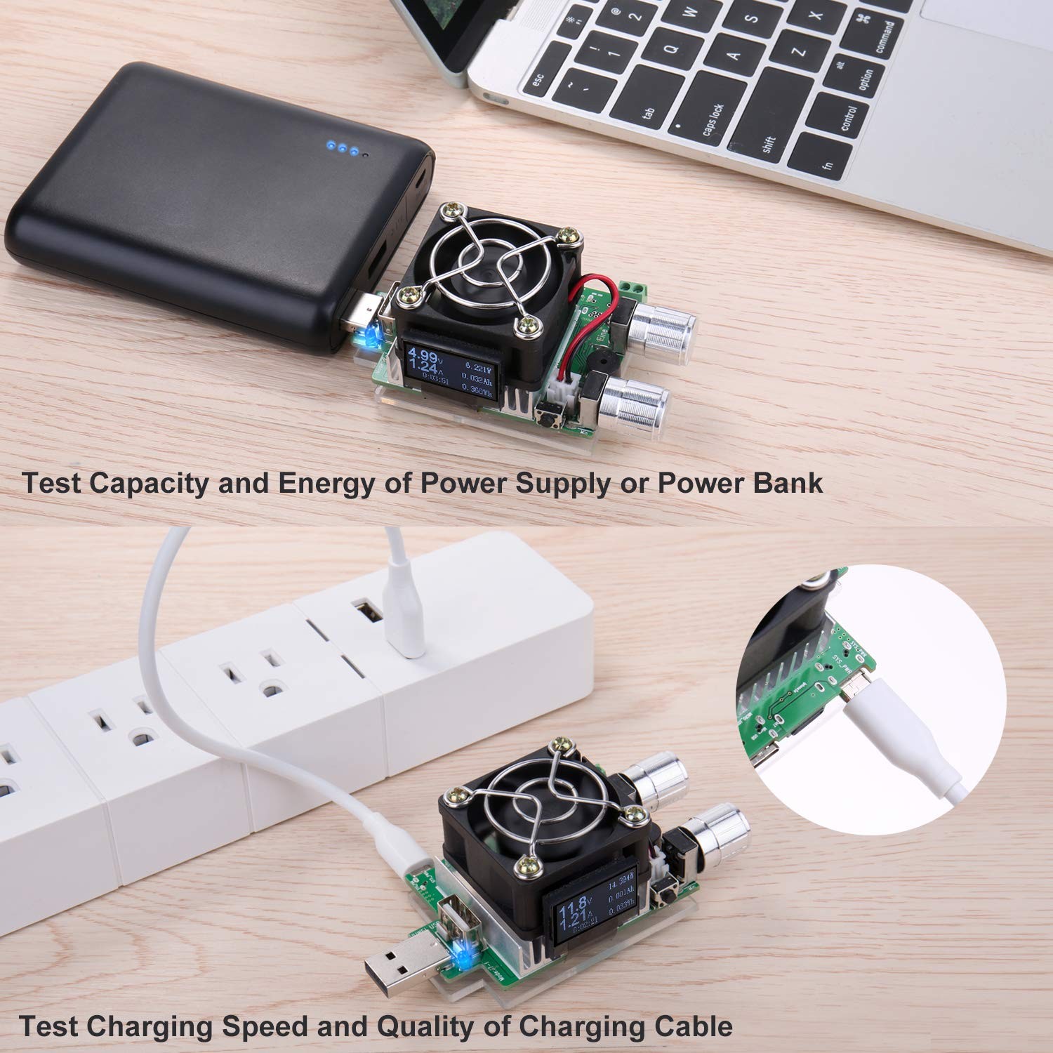 USB Power Meter, Eversame 35W Adjustable Constant Current Electronic USB Load Te