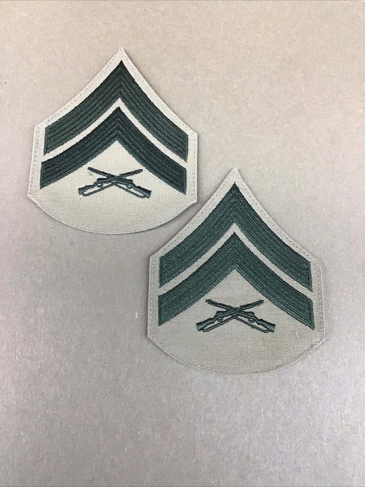 Lot Of (2) US Marine Corps USMC Corporal Green/Khaki Chevron Patches New UM