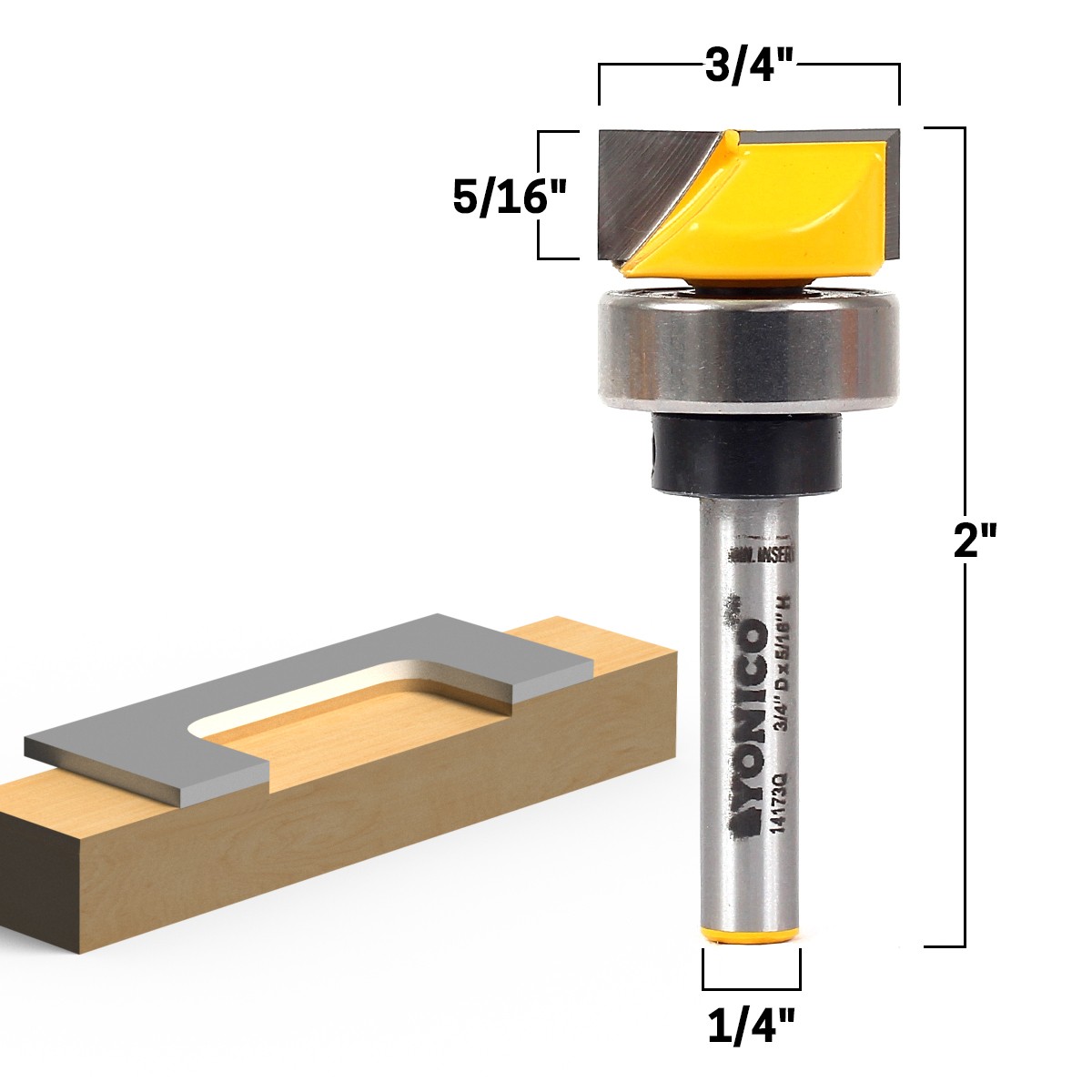 3/4" Diameter Flush Trim Template Router Bit - 1/4" Shank - Yonico 14173q