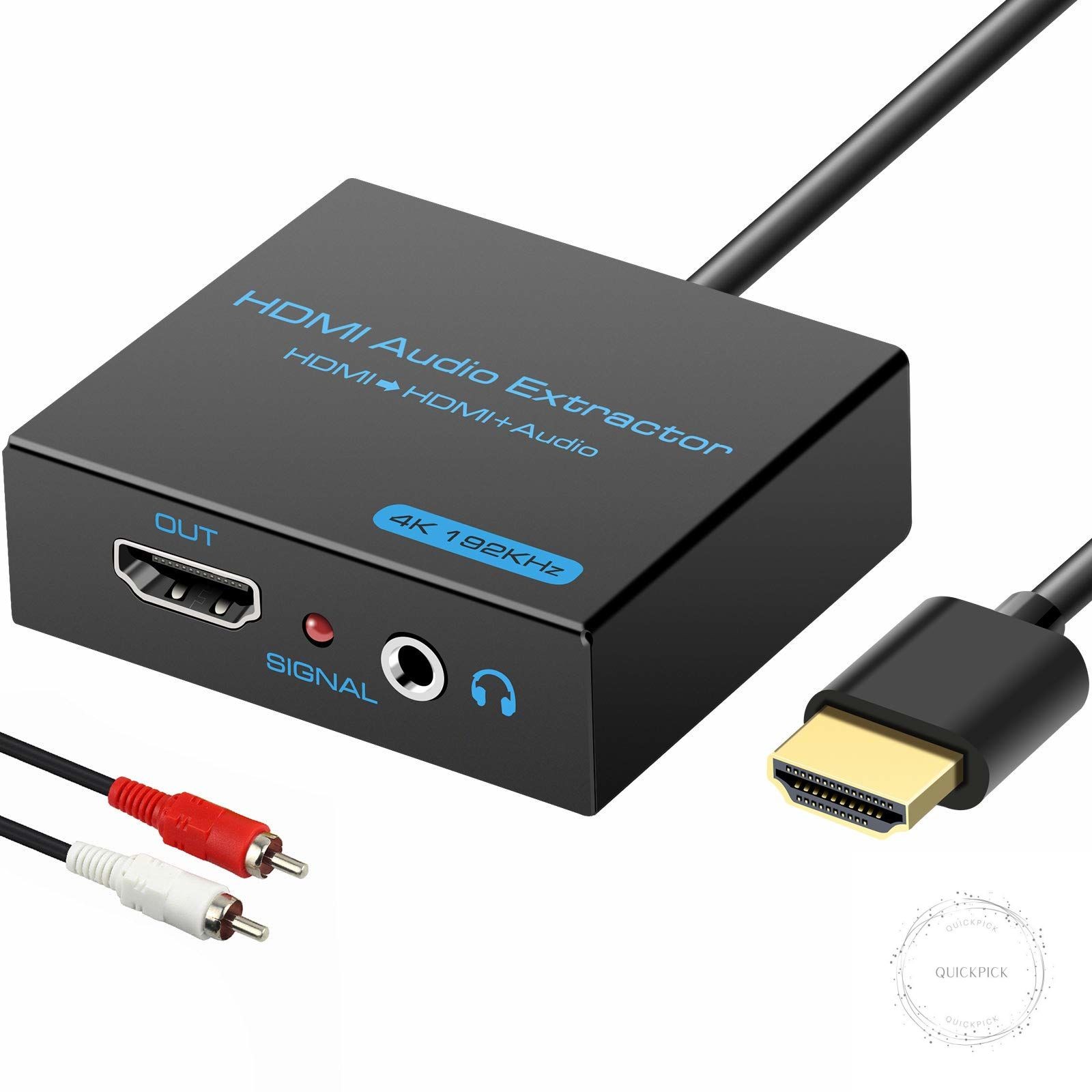 HDMI Audio Extractor Splitter 4K 3.5mm Adapter Converter with AUX RCA L or R Ste