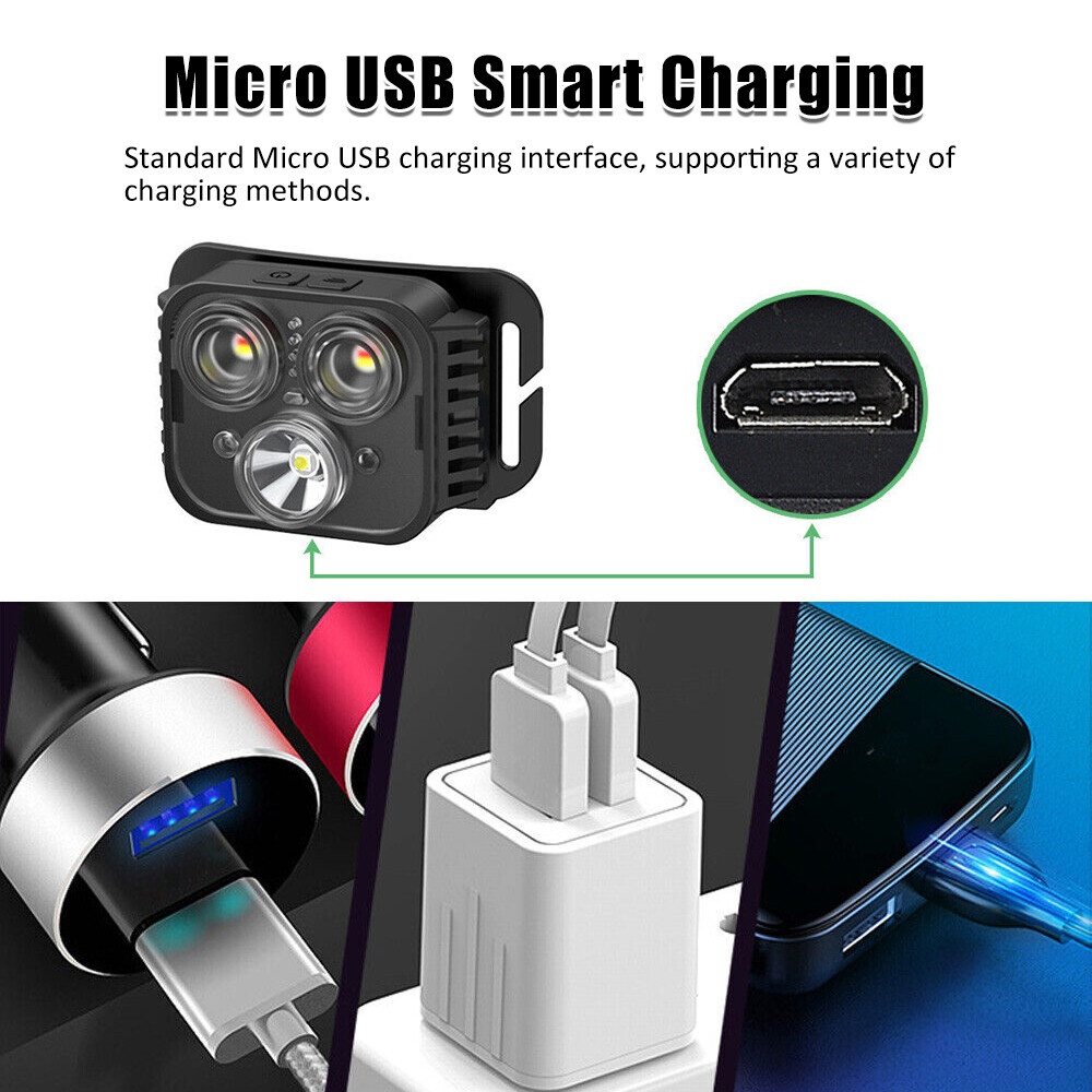 LED Headlamp USB Rechargeable Headlight Flashlight Super Bright Torch Work Lamp