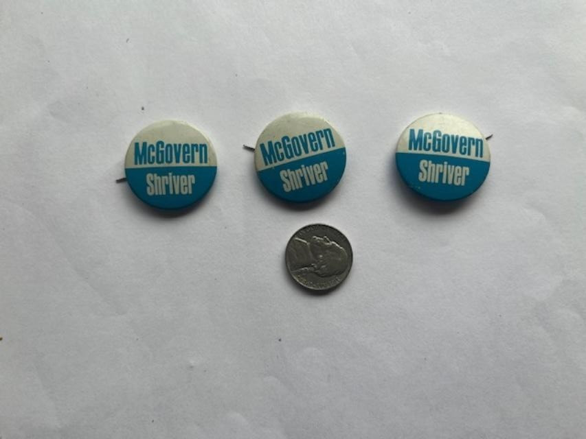 LOT OF 3 McGovern Shriver Campaign Button Blue & White SHIPS FREE