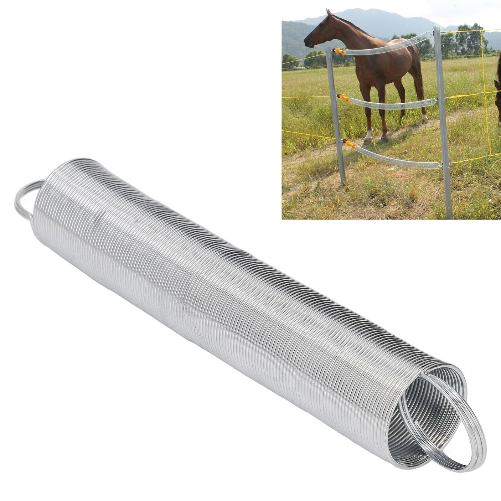 2pcs Electric Fence Spring Gates Stainless Steel 16 Feet Tension Livestock