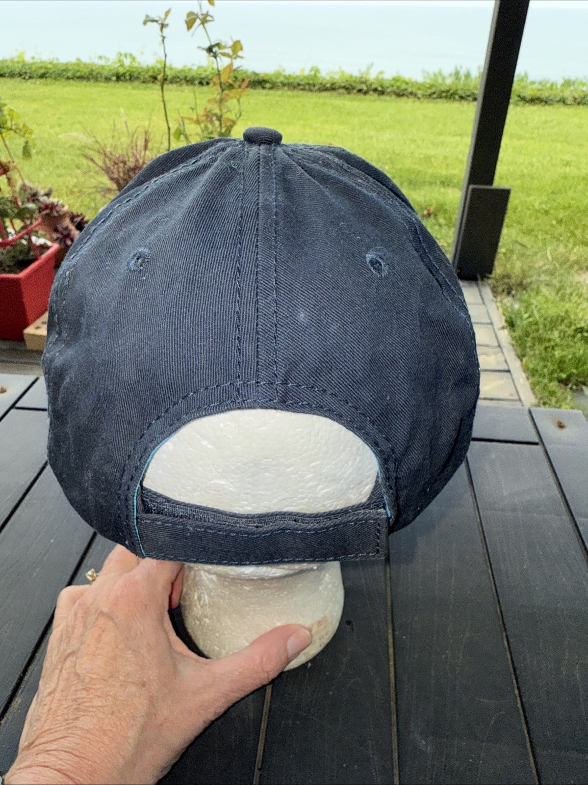 Bud Light White/ Brite Blue Outlined Patch on Navy Cotton Hat Cap Hook Loop