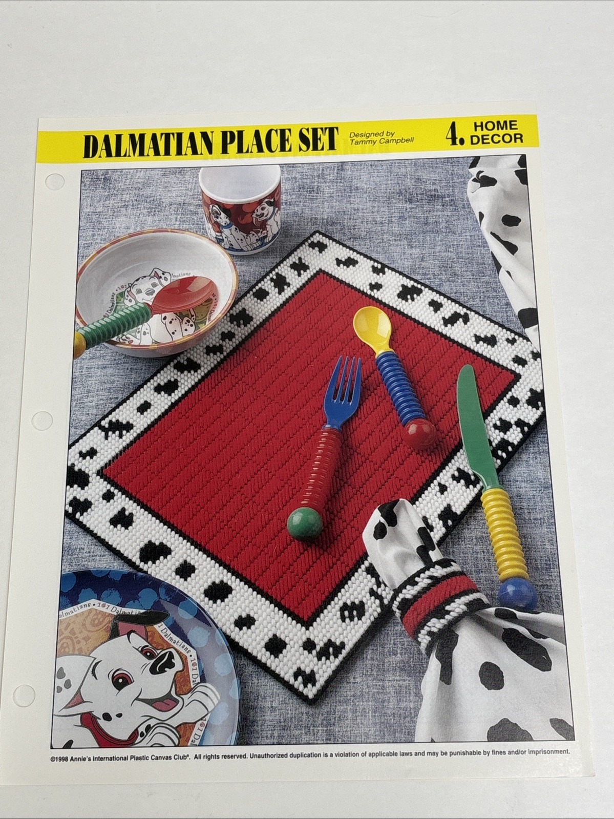 Dalmatian Place Set Place Mat Annie's Attic Plastic Canvas Pattern Page