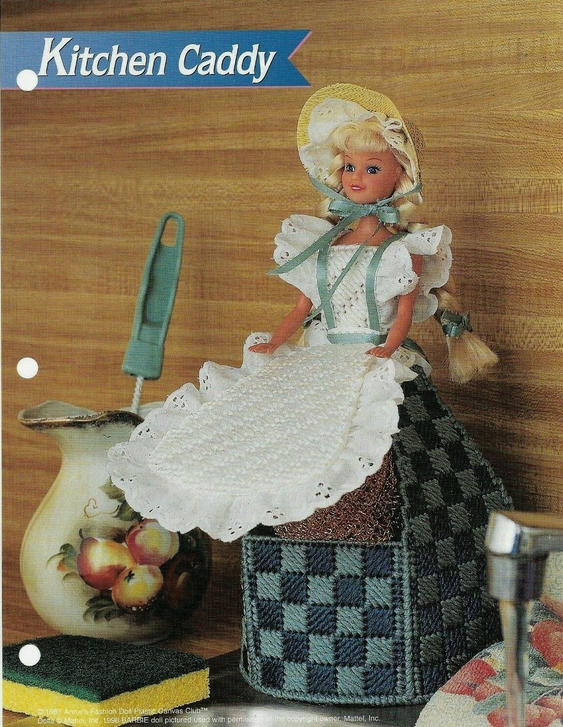 NEW KITCHEN CADDY FASHION DOLL ANNIE'S PLASTIC CANVAS PATTERN INSTRUCTIONS