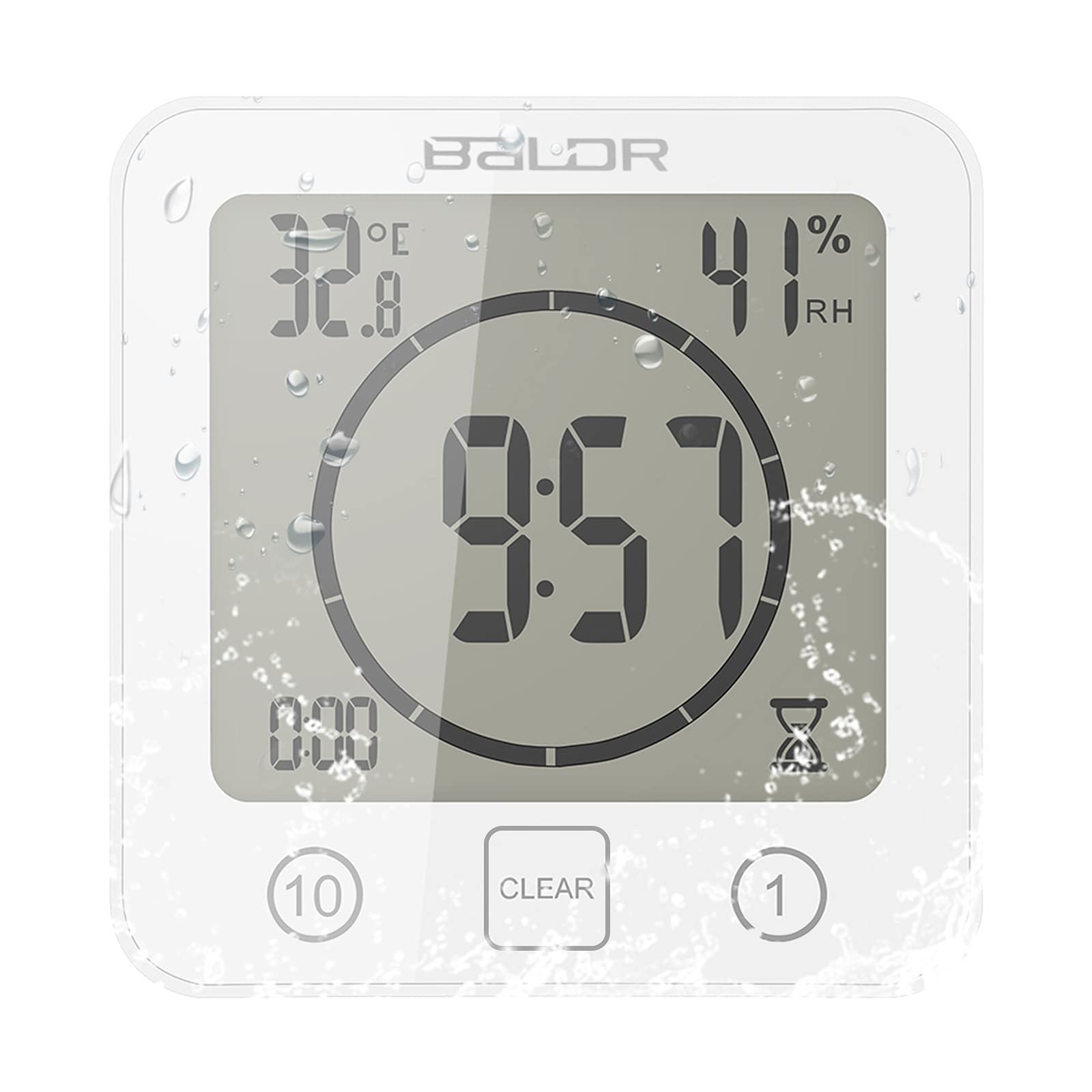 Digital Bathroom Shower Wall Clock, LCD Digital Wall Clock with Suction, Wate...