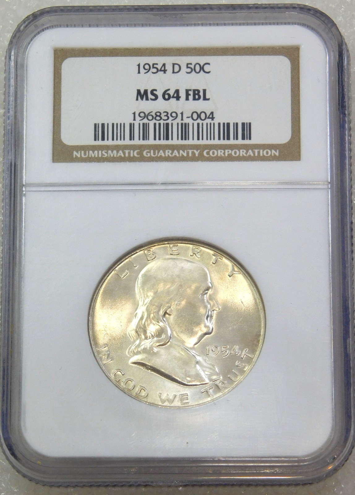 1954-D Franklin Half Dollar NGC MS64FBL Frosty White Premium Quality coin #K507