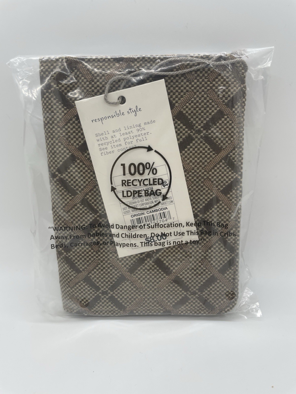 Brown and Tan Checkered A New Day Passport Case New Trendy Chic