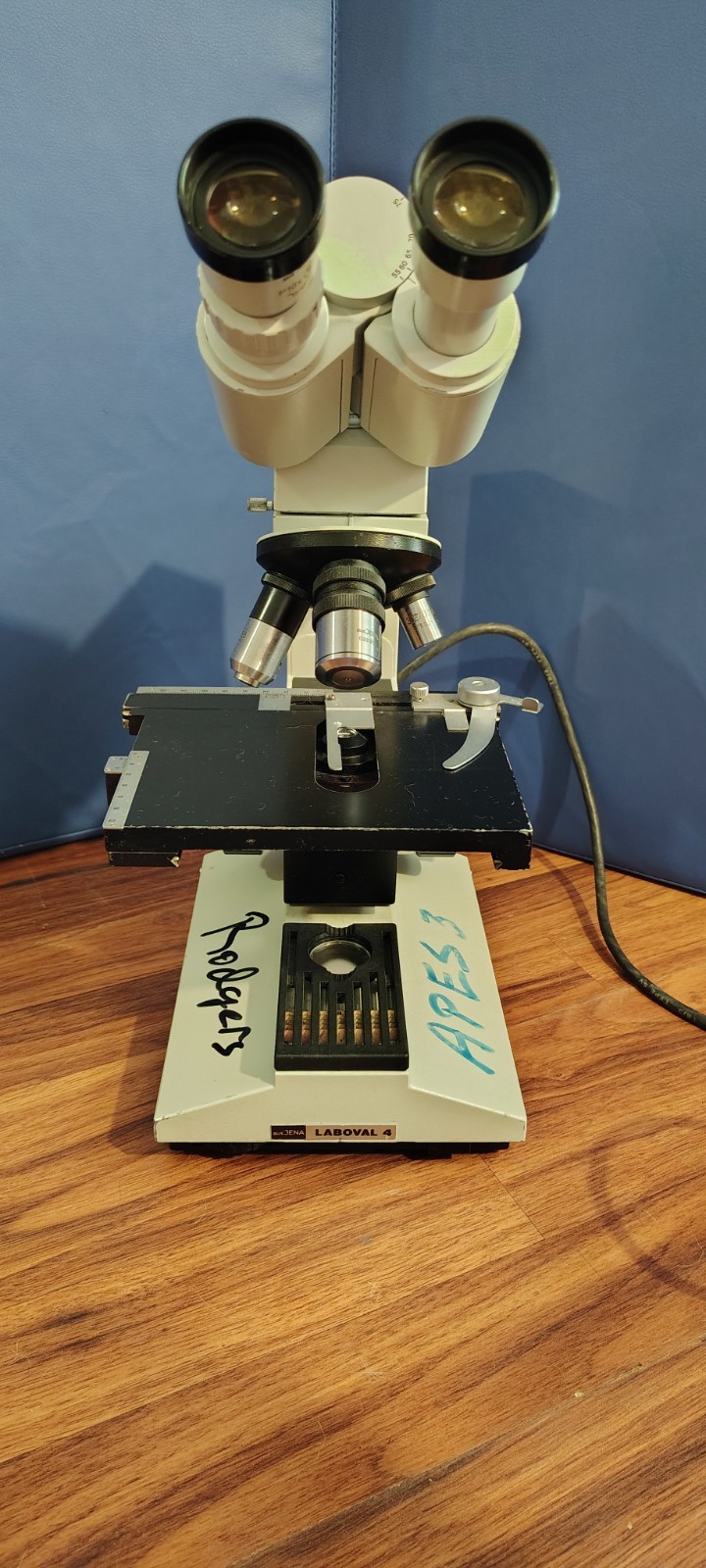 Aus Jena Laboval 4 Binocular Microscope W/ 3.2X/10X/40X/100X Objectives #1