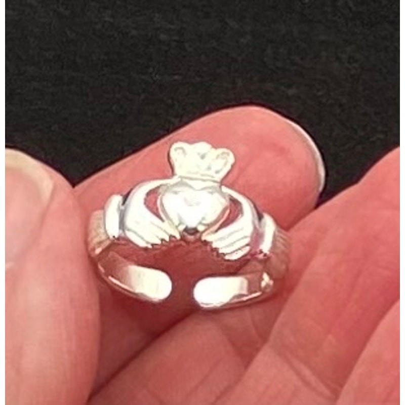 Sterling Silver Irish Claddagh Toe Ring Adjustable Size 3.75 New