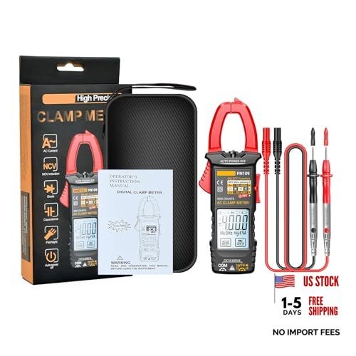PN109 Ohmmeter Voltmeter Tester with Backlit 4000 Count Multimeter Battery Red