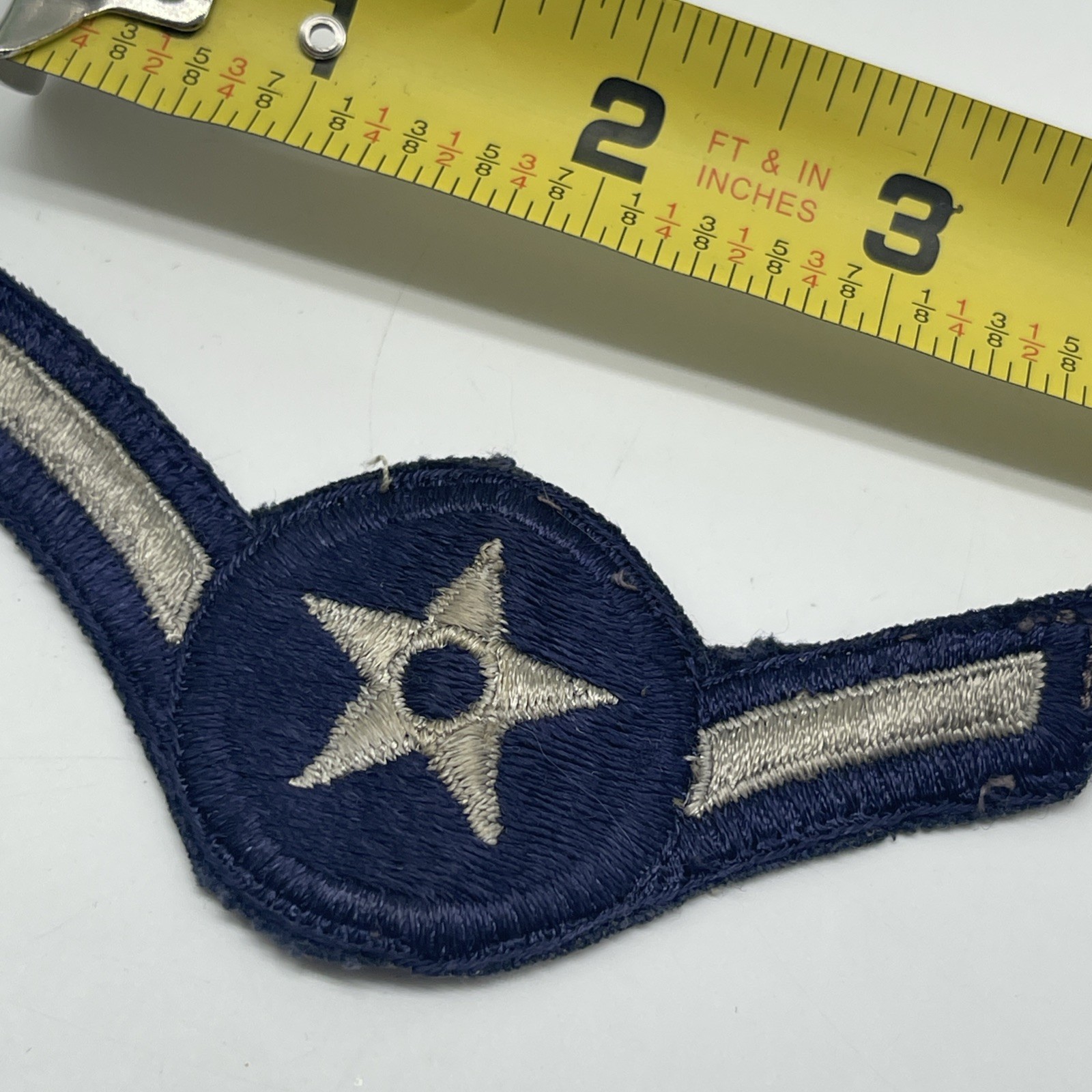 U.S. Military Air Force Airman Rank Patch Insignia Cut 3rd Class E2 Blue Grey 4”