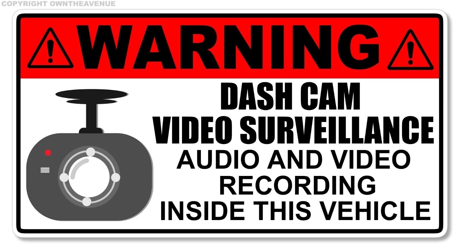 Warning Dash Cam Sticker Decal XV