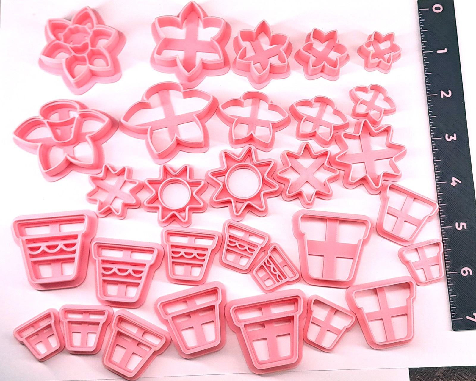 Polymer Clay Cutter Set Lot of 30 pcs Spring Flower Pot Daffodil Sun Many Sizes