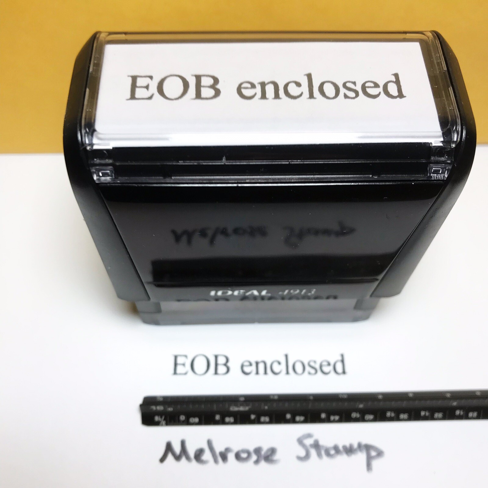 EOB Enclosed Rubber Stamp Black Ink Self Inking Ideal 4913