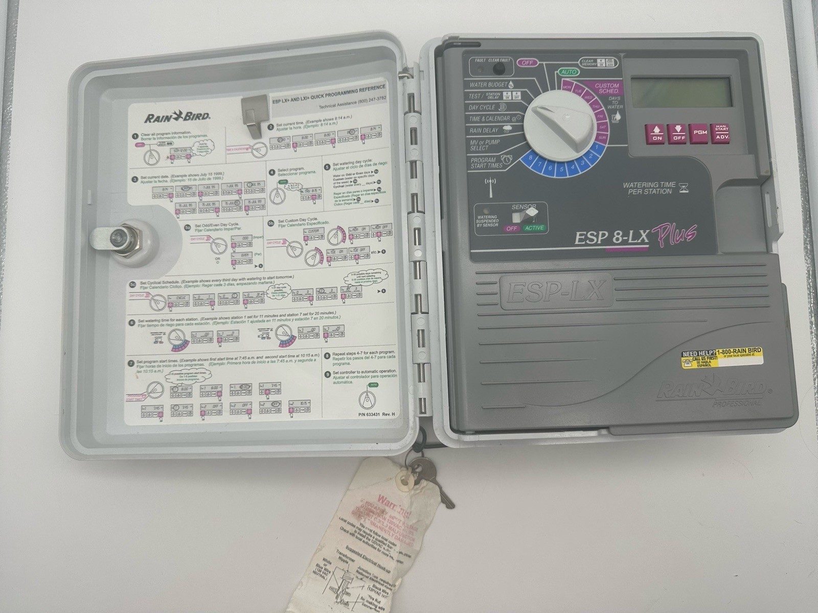 Rain Bird ESP 8-LX Plus Professional Controller Timer w/ Key