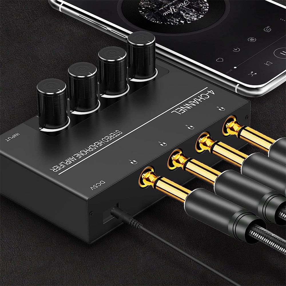 Stereo Headphone Amplifier 4 Channel Audio Distributor Mixing Splitter