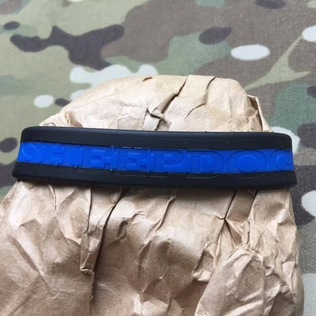 Subtle Thin Blue Line "SHEEPDOG" Silicone Bracelet Band