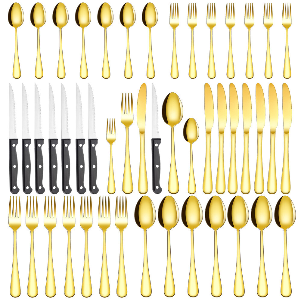 48/60 Pieces Gold Teaspoons Titanium Plating Stainless Steel Tea Spoon Cutlery