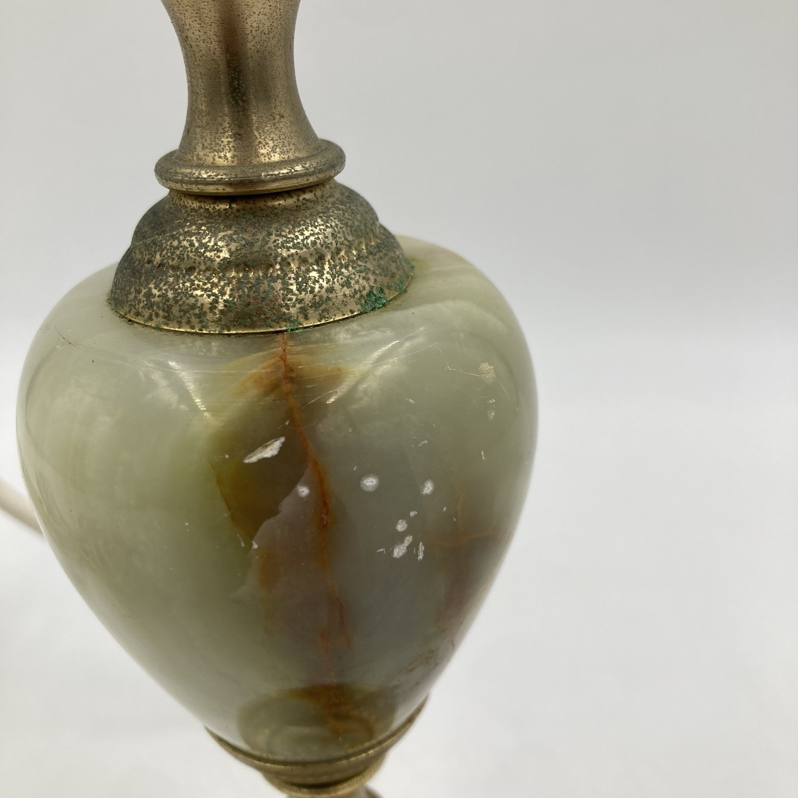 Vintage Brass & Stone Table Lamp Traditional Classical 27cm