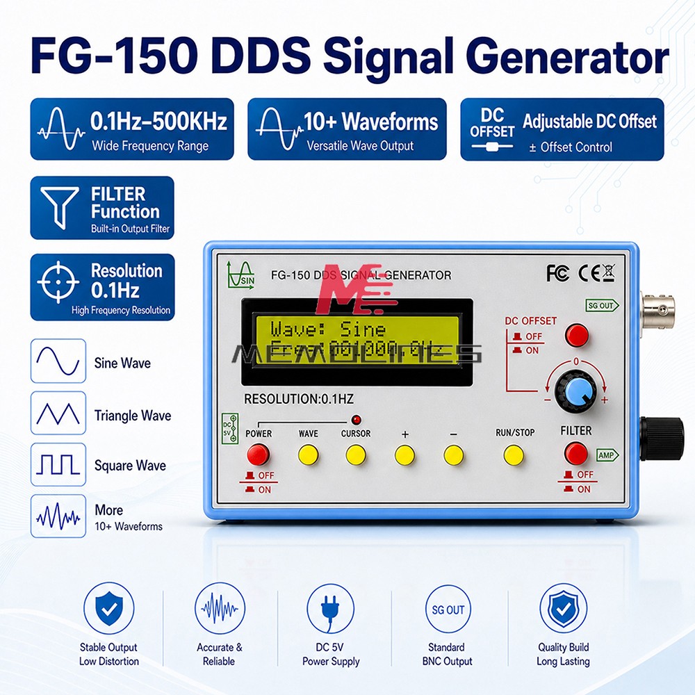 FG-150 DDS High-Precision Frequency Signal Generator with 15 Adjustable Waveform